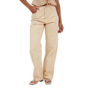 Brave Soul Womens/Ladies Para Mid Rise Straight Leg Jeans / Sand